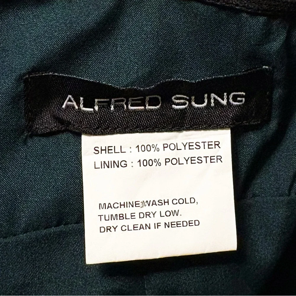 Alfred Sung Natasha Bow Detail Strapless‎ Satin Twill Column Gown Evergreen D859 - Picture 9 of 10